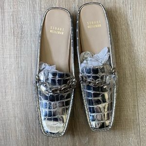Stuart Weitzman- NWOT silver embossed mules